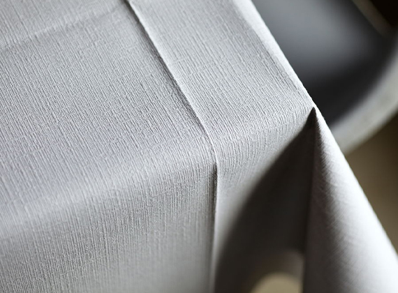 Grey Evolin® material close up on a restaurant table